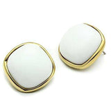 Alamode IP Gold(Ion Plating) Brass Earrings with Synthetic Synthetic Glass in White - Alamode - Flyclothing LLC
