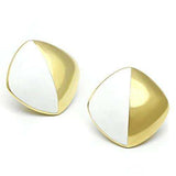 Alamode IP Gold(Ion Plating) Brass Earrings with Epoxy in White - Alamode - Flyclothing LLC