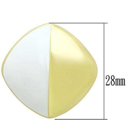 Alamode IP Gold(Ion Plating) Brass Earrings with Epoxy in White - Alamode - Flyclothing LLC