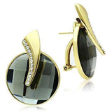 Alamode IP Gold(Ion Plating) Brass Earrings with Synthetic Synthetic Glass in Black Diamond - Alamode - Flyclothing LLC