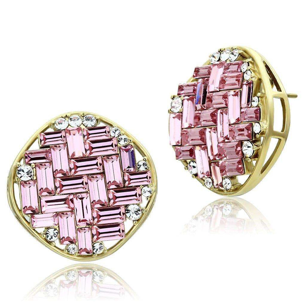 Alamode IP Gold(Ion Plating) Brass Earrings with Top Grade Crystal in Rose - Alamode - Flyclothing LLC