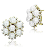 Alamode IP Gold(Ion Plating) Brass Earrings with Synthetic Pearl in White - Alamode - Flyclothing LLC