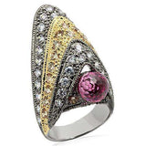 Alamode Rhodium+Gold+ Ruthenium Brass Ring with AAA Grade CZ in Multi Color - Alamode - Flyclothing LLC