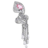 Alamode Rhodium Brass Ring with AAA Grade CZ in Rose - Alamode - Flyclothing LLC
