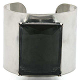 Alamode Antique Silver Brass Bangle with Synthetic Synthetic Glass in Black Diamond - Alamode - Flyclothing LLC