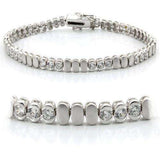 Alamode Matte Rhodium & Rhodium Brass Bracelet with AAA Grade CZ in Clear - Alamode - Flyclothing LLC