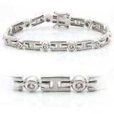 Alamode Matte Rhodium & Rhodium Brass Bracelet with AAA Grade CZ in Clear - Alamode - Flyclothing LLC