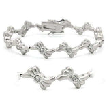 Alamode Matte Rhodium & Rhodium Brass Bracelet with AAA Grade CZ in Clear - Alamode - Flyclothing LLC
