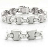 Alamode Matte Rhodium & Rhodium Brass Bracelet with AAA Grade CZ in Clear - Alamode - Flyclothing LLC