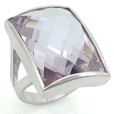 Alamode Rhodium Brass Ring with AAA Grade CZ in Light Amethyst - Alamode - Flyclothing LLC