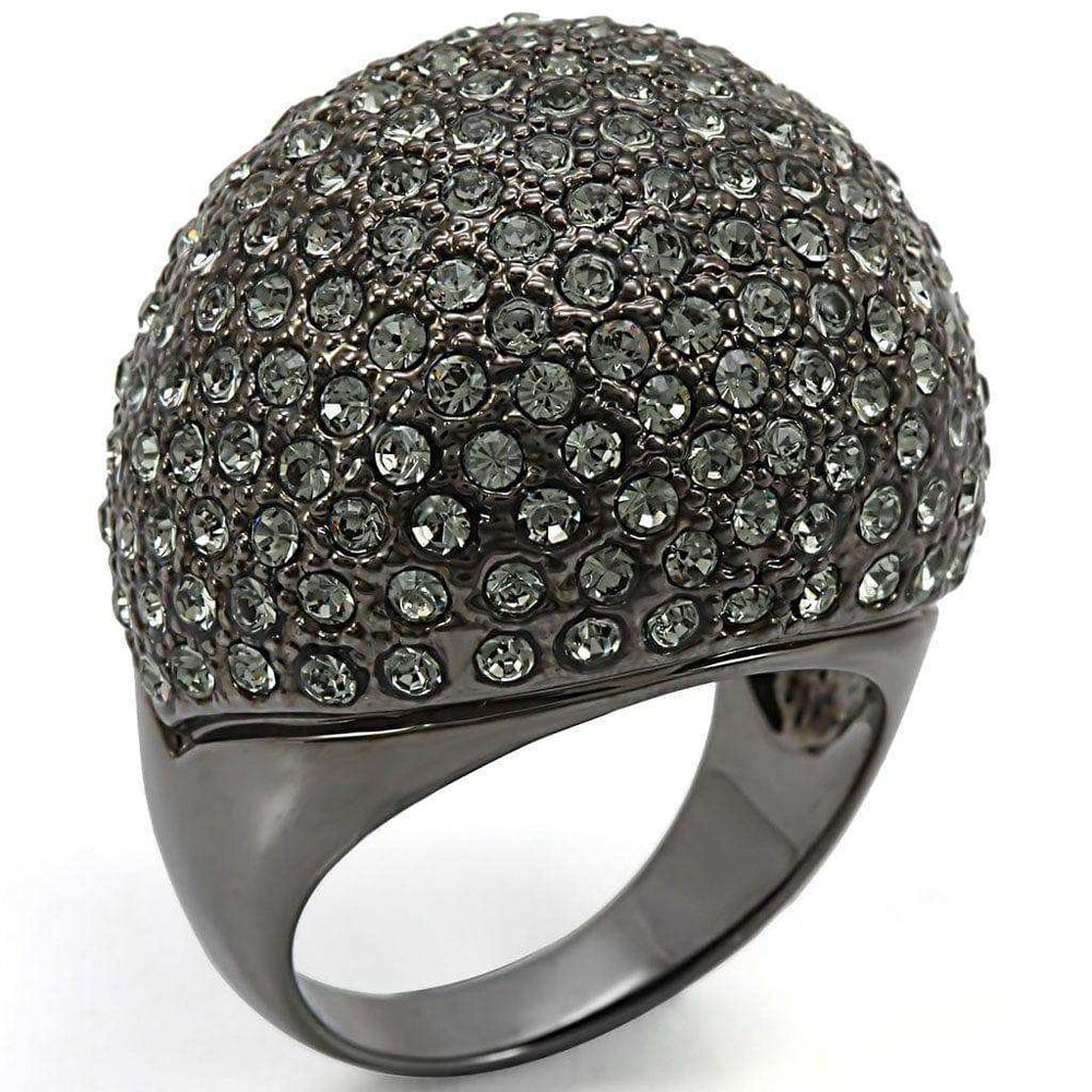 Alamode Ruthenium Brass Ring with Top Grade Crystal in Black Diamond - Alamode - Flyclothing LLC