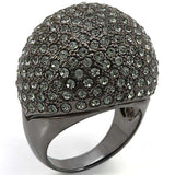 Alamode Ruthenium Brass Ring with Top Grade Crystal in Black Diamond - Alamode - Flyclothing LLC