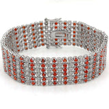 Alamode Rhodium Brass Bracelet with AAA Grade CZ in Orange - Alamode - Flyclothing LLC