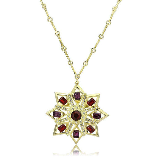 Alamode Gold Brass Chain Pendant with Top Grade Crystal in Multi Color - Alamode - Flyclothing LLC