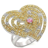 Alamode Reverse Two-Tone Brass Ring with AAA Grade CZ in Rose - Alamode - Flyclothing LLC