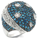 Alamode Rhodium + Ruthenium Brass Ring with Synthetic Spinel in Montana - Alamode - Flyclothing LLC