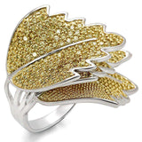 Alamode Reverse Two-Tone Brass Ring with AAA Grade CZ in Apple Green color - Alamode - Flyclothing LLC