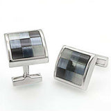 Alamode Rhodium Brass Cufflink with Semi-Precious Cat Eye in Multi Color - Alamode - Flyclothing LLC