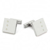 Alamode Rhodium Brass Cufflink with Top Grade Crystal in Aurora Borealis (Rainbow Effect) - Alamode - Flyclothing LLC