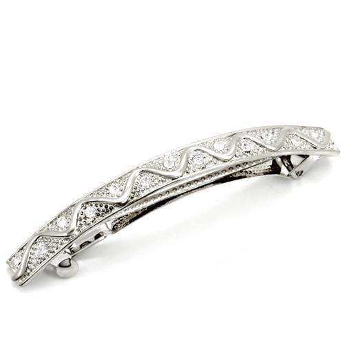 Alamode Rhodium White Metal Tiaras & Hair Clip with Top Grade Crystal in Clear - Alamode - Flyclothing LLC