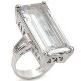 Alamode Rhodium Brass Ring with AAA Grade CZ in Clear - Alamode - Flyclothing LLC