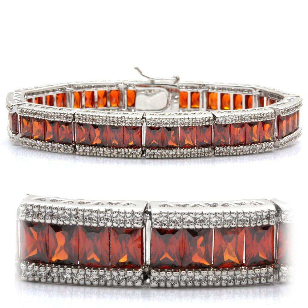 Alamode Rhodium Brass Bracelet with AAA Grade CZ in Garnet - Alamode - Flyclothing LLC