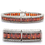 Alamode Rhodium Brass Bracelet with AAA Grade CZ in Garnet - Alamode - Flyclothing LLC