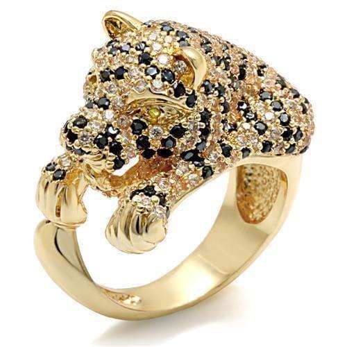 Alamode Imitation Gold Brass Ring with Synthetic Synthetic Glass in Peridot - Alamode - Flyclothing LLC