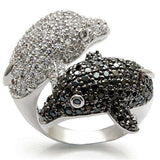 Alamode Rhodium + Ruthenium Brass Ring with AAA Grade CZ in Black Diamond - Alamode - Flyclothing LLC