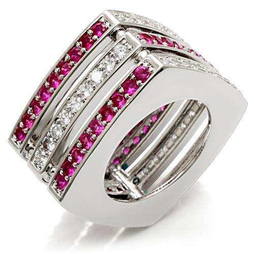 Alamode Rhodium Brass Ring with Synthetic Garnet in Ruby - Alamode - Flyclothing LLC