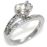 Alamode Rhodium Brass Ring with AAA Grade CZ in Clear - Alamode - Flyclothing LLC