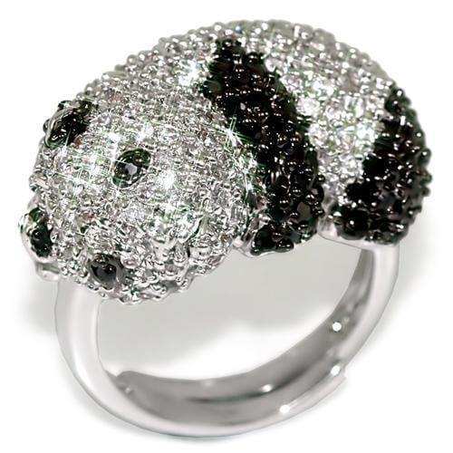 Alamode Rhodium + Ruthenium Brass Ring with AAA Grade CZ in Black Diamond - Alamode - Flyclothing LLC