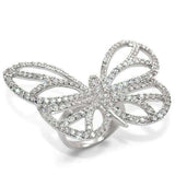 Alamode Rhodium Brass Ring with Top Grade Crystal in Clear - Alamode - Flyclothing LLC