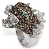 Alamode Rhodium + Ruthenium Brass Ring with AAA Grade CZ in Multi Color - Alamode - Flyclothing LLC