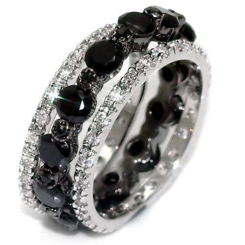 Alamode Rhodium + Ruthenium Brass Ring with AAA Grade CZ in Black Diamond - Alamode - Flyclothing LLC