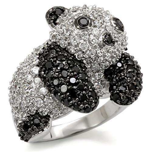 Alamode Rhodium + Ruthenium Brass Ring with AAA Grade CZ in Black Diamond - Alamode - Flyclothing LLC