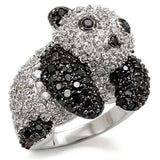 Alamode Rhodium + Ruthenium Brass Ring with AAA Grade CZ in Black Diamond - Alamode - Flyclothing LLC