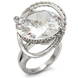 Alamode Rhodium Brass Ring with AAA Grade CZ in Clear - Alamode - Flyclothing LLC