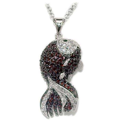Alamode Rhodium + Ruthenium Brass Chain Pendant with AAA Grade CZ in Multi Color - Alamode - Flyclothing LLC