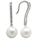 Alamode Rhodium Brass Earrings with Synthetic Pearl in White - Alamode - Flyclothing LLC