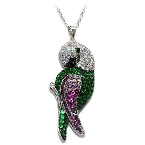 Alamode Rhodium + Ruthenium Brass Chain Pendant with AAA Grade CZ in Multi Color - Alamode - Flyclothing LLC