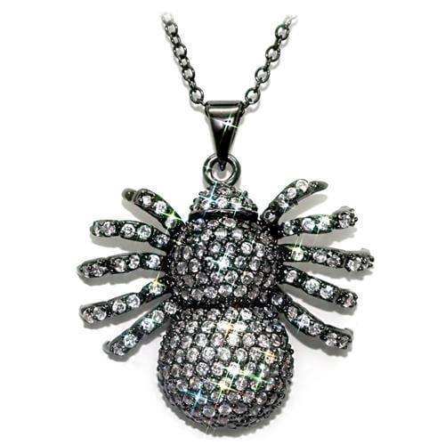 Alamode Ruthenium Brass Chain Pendant with AAA Grade CZ in Clear - Alamode - Flyclothing LLC
