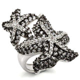 Alamode Rhodium + Ruthenium Brass Ring with AAA Grade CZ in Clear - Alamode - Flyclothing LLC