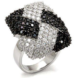 Alamode Rhodium + Ruthenium Brass Ring with AAA Grade CZ in Black Diamond - Alamode - Flyclothing LLC