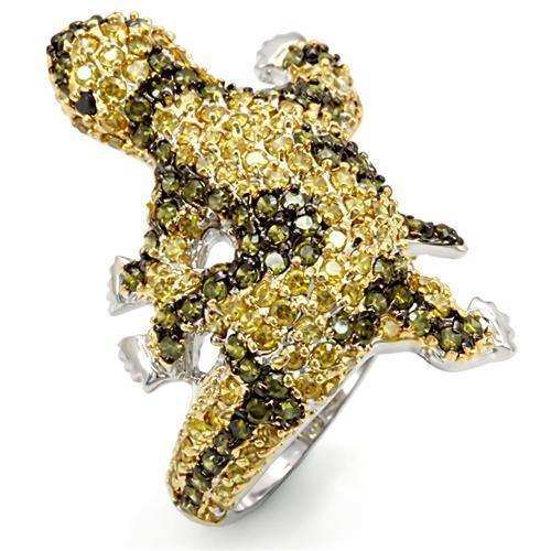 Alamode Gold+Ruthenium Brass Ring with AAA Grade CZ in Multi Color - Alamode - Flyclothing LLC