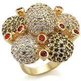 Alamode Imitation Gold Brass Ring with AAA Grade CZ in Garnet - Alamode - Flyclothing LLC