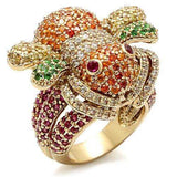 Alamode Imitation Gold Brass Ring with Synthetic Corundum in Ruby - Alamode - Flyclothing LLC