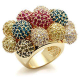 Alamode Imitation Gold Brass Ring with AAA Grade CZ in Multi Color - Alamode - Flyclothing LLC