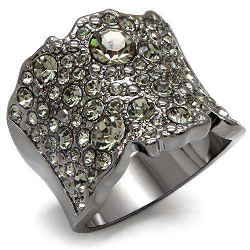 Alamode TIN Cobalt Black Brass Ring with Top Grade Crystal in Black Diamond - Alamode - Flyclothing LLC