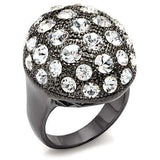 Alamode TIN Cobalt Black Brass Ring with Top Grade Crystal in Clear - Alamode - Flyclothing LLC